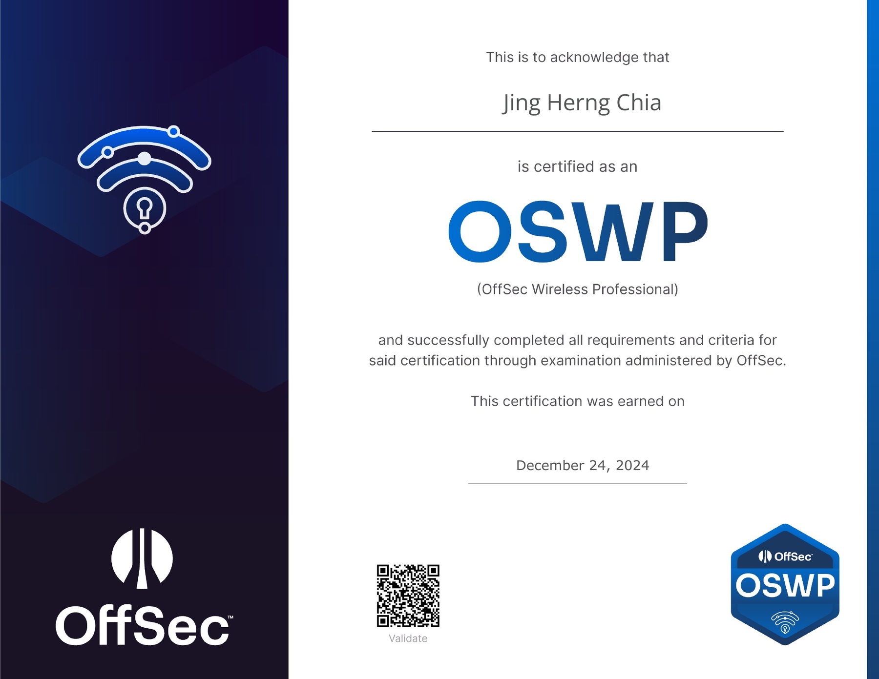 OSWP Certificate — Henry Chia Jing Herng